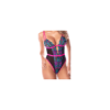 Body bleu et rose en maille transparente brodée avec sequins – Mapalé